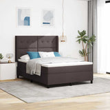 Letto a Sorgente LED Marrone Scuro 140 x 200 cm Tessuto