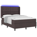 Letto a Sorgente LED Marrone Scuro 140 x 200 cm Tessuto