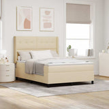 Letto a Sorgente LED con materasso Crema 160 x 200 cm Tessuto