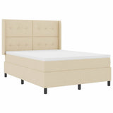 Letto a Sorgente LED con materasso Crema 160 x 200 cm Tessuto