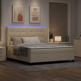 Letto a Sorgente LED con materasso Crema 180 x 200 cm Tessuto