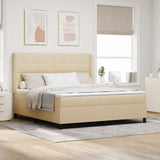 Letto a Sorgente LED con materasso Crema 180 x 200 cm Tessuto
