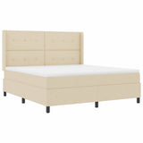 Letto a Sorgente LED con materasso Crema 180 x 200 cm Tessuto