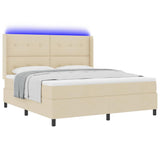 Letto a Sorgente LED con materasso Crema 180 x 200 cm Tessuto