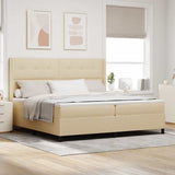 Letto a Sorgente LED con testiera Crema 200 x 200 cm Tessuto