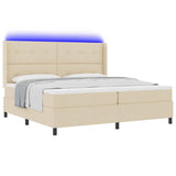 Letto a Sorgente LED con testiera Crema 200 x 200 cm Tessuto