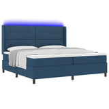 Letto a Sorgente LED con materasso Blu 200 x 200 cm Tessuto