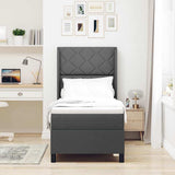 Letto a molle con materasso Grigio scuro 80 x 200 cm Tessuto