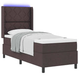 Letto a Sorgente LED Marrone Scuro 80 x 200 cm Tessuto