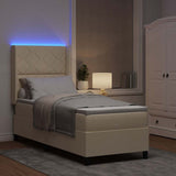 Letto a Sorgente LED con materasso Crema 80 x 200 cm Tessuto