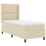 Letto a Sorgente LED con materasso Crema 80 x 200 cm Tessuto
