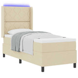 Letto a Sorgente LED con materasso Crema 80 x 200 cm Tessuto