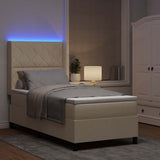 Letto a Sorgente LED con testiera Crema 100 x 200 cm Tessuto