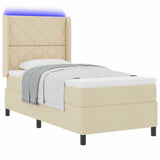 Letto a Sorgente LED con testiera Crema 100 x 200 cm Tessuto