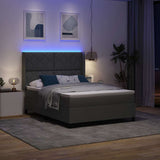 Letto a Sorgente LED Grigio scuro 140 x 200 cm Tessuto