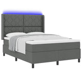 Letto a Sorgente LED Grigio scuro 140 x 200 cm Tessuto