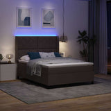 Letto a Sorgente LED Marrone Scuro 140 x 200 cm Tessuto