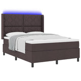 Letto a Sorgente LED Marrone Scuro 140 x 200 cm Tessuto
