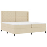 Letto a Sorgente LED con testiera Crema 200 x 200 cm Tessuto