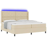 Letto a Sorgente LED con testiera Crema 200 x 200 cm Tessuto