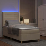 Letto a molle con materasso Crema 90 x 190 cm Tessuto
