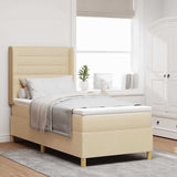 Letto a molle con materasso Crema 90 x 190 cm Tessuto