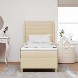 Letto a molle con materasso Crema 90 x 190 cm Tessuto