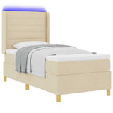 Letto a molle con materasso Crema 90 x 190 cm Tessuto