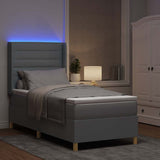 Letto a molle con strisce LED Grigio chiaro 90 x 200 cm Tessuto