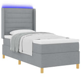 Letto a molle con strisce LED Grigio chiaro 90 x 200 cm Tessuto