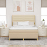 Letto a molle con materasso Crema 140 x 190 cm Tessuto