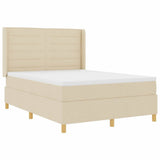 Letto a molle con materasso Crema 140 x 190 cm Tessuto