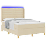 Letto a molle con materasso Crema 140 x 190 cm Tessuto