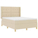 Letto a molle con materasso Crema 140 x 190 cm Tessuto