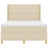 Letto a molle con materasso Crema 140 x 190 cm Tessuto