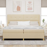 Letto a molle con strisce LED Crema 200 x 200 cm Tessuto
