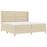 Letto a molle con strisce LED Crema 200 x 200 cm Tessuto