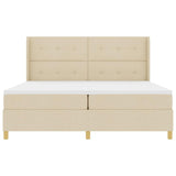 Letto a molle con strisce LED Crema 200 x 200 cm Tessuto