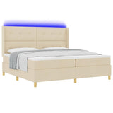 Letto a molle con strisce LED Crema 200 x 200 cm Tessuto