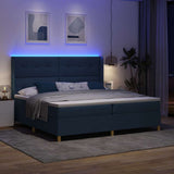 Letto a molle con strisce LED Blu 200 x 200 cm Tessuto