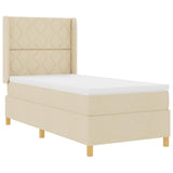 Letto a molle con strisce LED Crema 100 x 200 cm Tessuto