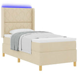 Letto a molle con strisce LED Crema 100 x 200 cm Tessuto