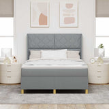 Letto a molle con testiera Grigio chiaro 160 x 200 cm Tessuto