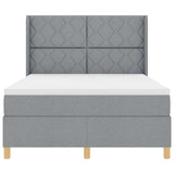 Letto a molle con testiera Grigio chiaro 160 x 200 cm Tessuto