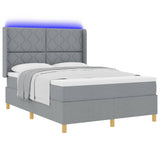 Letto a molle con testiera Grigio chiaro 160 x 200 cm Tessuto