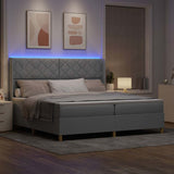 Letto a molle con testiera Grigio chiaro 200 x 200 cm Tessuto