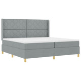 Letto a molle con testiera Grigio chiaro 200 x 200 cm Tessuto