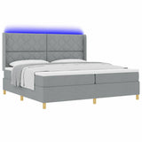Letto a molle con testiera Grigio chiaro 200 x 200 cm Tessuto