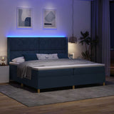 Letto a molle con materasso con led Blu 200 x 200 cm Tessuto