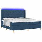 Letto a molle con materasso con led Blu 200 x 200 cm Tessuto
